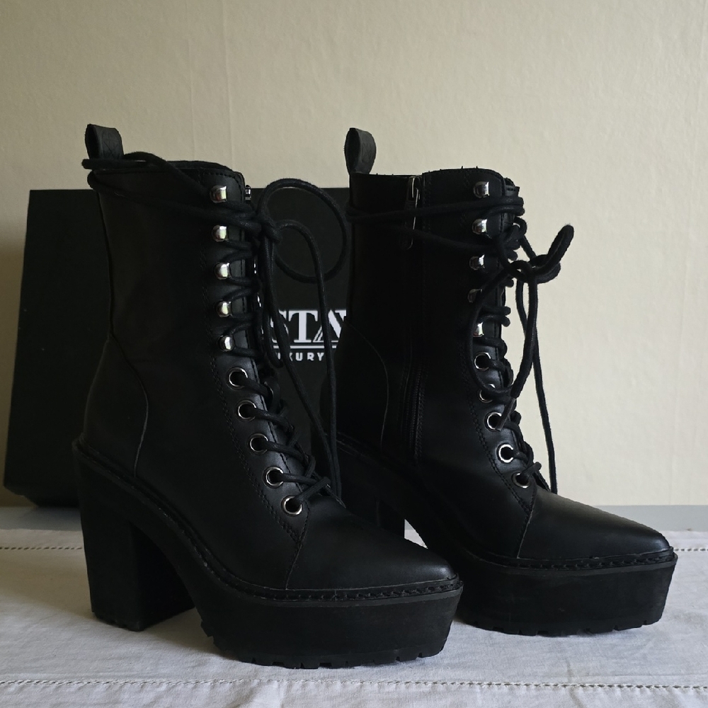 Killstar Salem City Lace Up Side Zip Boots Size US 6 Like New - Picture 2 of 12